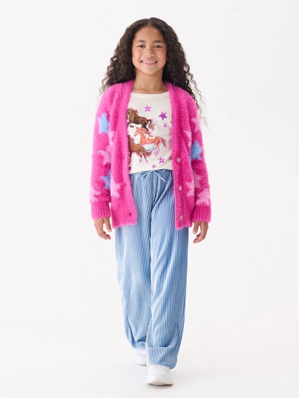 Hatley Hot Pink Fuzzy Star Cardigan